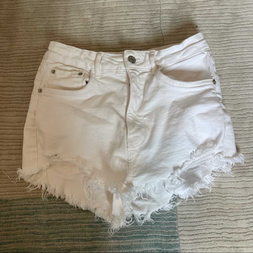 zara hi rise denim shorts